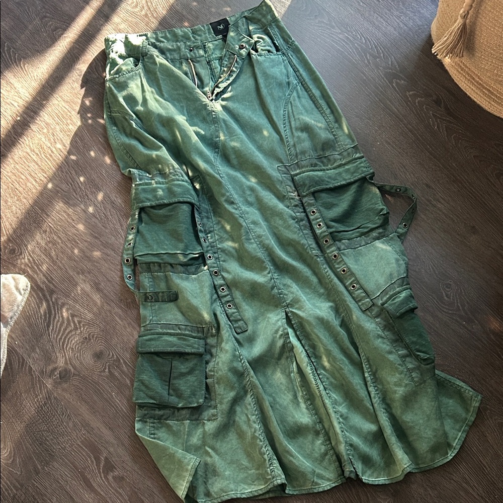 Green Maxi Skirt with Pockets